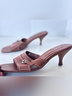 Y2K Nine & Company Slip On Buckle Open Toe Pumps Heels Sandals Shoes Size 7